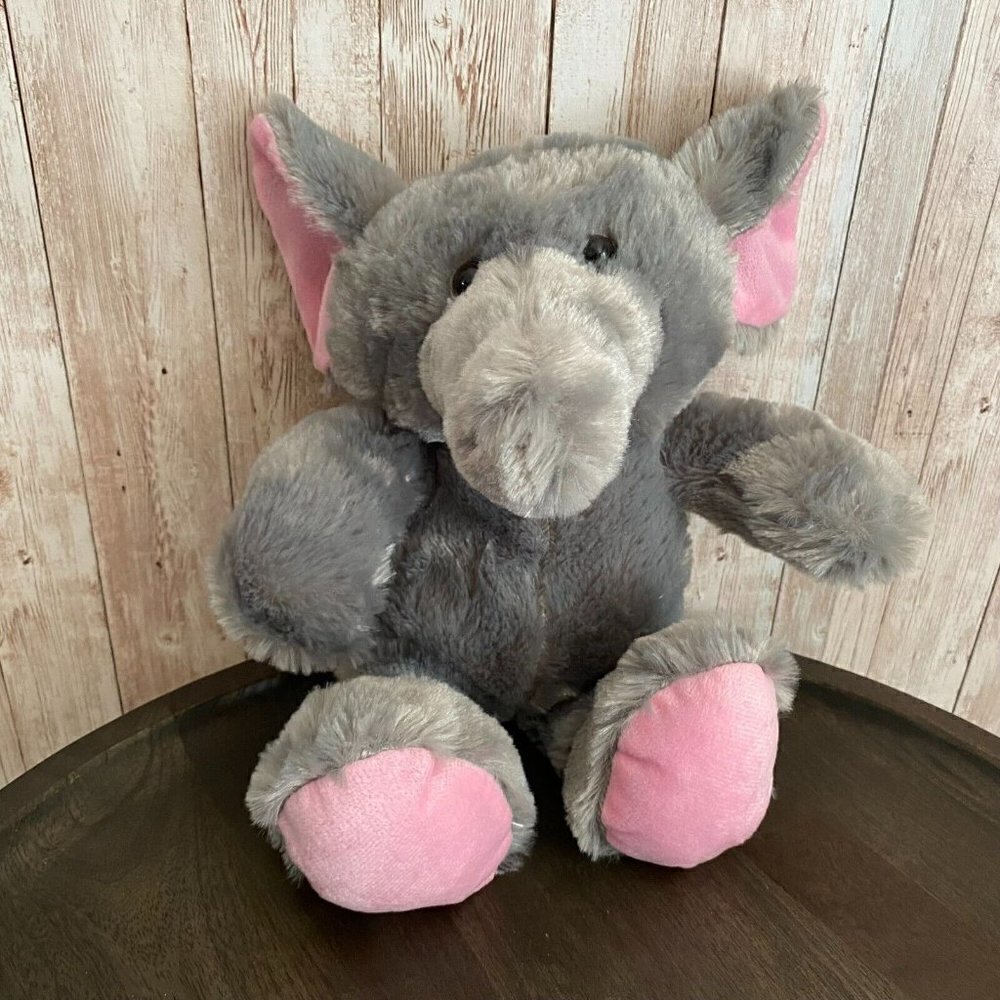 Kelly Toy 2017 Elephant Plush Soft Stuffed Cuddly Animal Gray & Pink 11''